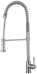 Whitehaus Waterhaus Lead Free, Solid Stainless Steel Commerical Single-Hole Faucet with Flexible Pull Down Spray Head, Swivel Spout Support Bar and Solid Lever Handle Faucet Whitehaus Polished Stainless Steel  