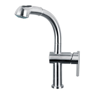 Whitehaus Waterhaus Lead Free, Solid Stainless Steel Single-Hole Faucet with Pull Out Spray Head and Solid Lever Handle Faucet Whitehaus Brushed Stainless Steel  
