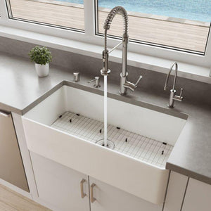 ALFI brand Smooth Apron 36" x 18" Single Bowl Fireclay Farm Sink Kitchen Sink ALFI brand White  