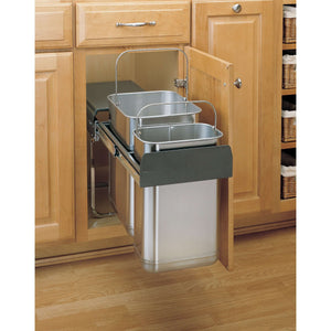 Rev-A-Shelf - Stainless Steel Undersink Double Waste Container - 8-785-30-2SS  Rev-A-Shelf   