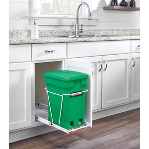 Rev-A-Shelf - White Steel Pull Out Compost Container w/Rear Basket Storage - RV-1216-CKOG-1  Rev-A-Shelf   