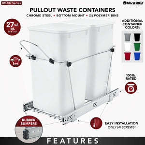Rev-A-Shelf - Chrome Steel Pull Out Waste/Trash Containers - RV-15KD-17C S  Rev-A-Shelf   