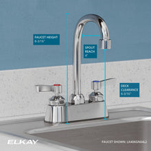 Load image into Gallery viewer, Elkay 4&quot; Centerset with Exposed Deck Faucet with 4&quot; Gooseneck Spout 2&quot; Lever Handles Chrome FAUCET Elkay   