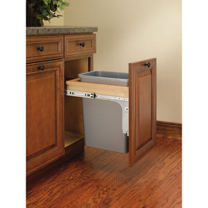 Rev-A-Shelf - Wood Top Mount Pull Out Single Trash/Waste Container with Reduced Depth - 4WCTM-1516DM-1  Rev-A-Shelf   