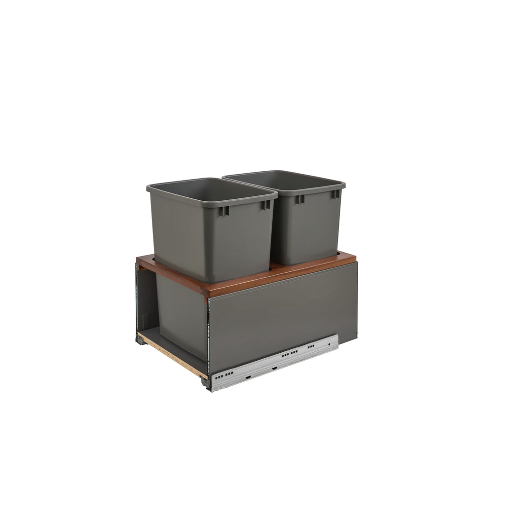 Rev-A-Shelf - Legrabox Pull Out Double Waste/Trash Container w/Soft Close - 5LB-1835OGWN-213  Rev-A-Shelf 35 qt. (8.75 gal) 16-1/2 inches 