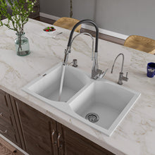 Load image into Gallery viewer, Alfi brand AB3220DI 32&quot; Drop-In Double Bowl Granite Composite Kitchen Sink Kitchen Sink ALFI brand White  