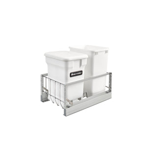 Rev-A-Shelf - Aluminum Pull Out Trash/Waste and Compost Container w/Soft Close - 5349-18CKWH-2  Rev-A-Shelf White 14.75 inches 
