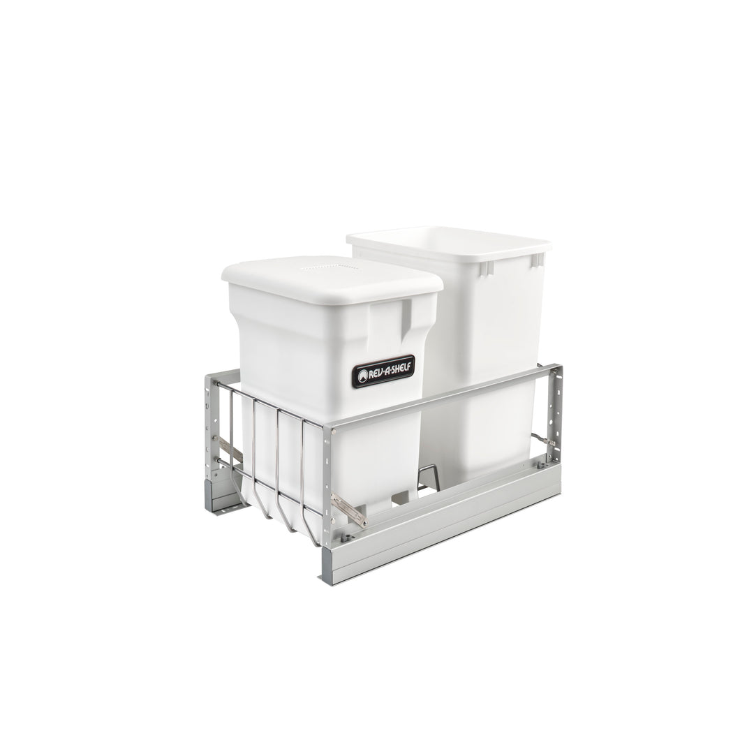 Rev-A-Shelf - Aluminum Pull Out Trash/Waste and Compost Container w/Soft Close - 5349-18CKWH-2  Rev-A-Shelf White 14.75 inches 
