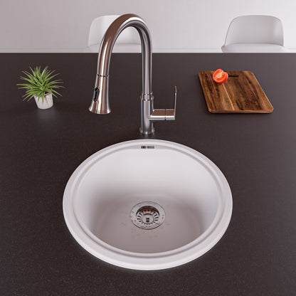 Alfi brand AB1717DI 17" Drop-In Round Granite Composite Kitchen Prep Sink