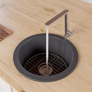 Alfi Brand Round 18" x 18" Undermount / Drop In Fireclay Prep Sink Kitchen Sink ALFI brand Black Matte  