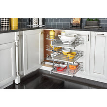 Load image into Gallery viewer, Rev-A-Shelf - Steel 3-Tier Pull Out Solid Bottom Organizer for Blind Corner Cabinets w/Soft Close - 53PSP3-18SC-GR  Rev-A-Shelf   