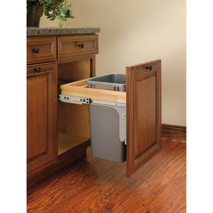 Rev-A-Shelf - Wood Top Mount Pull Out Single Trash/Waste Container with Reduced Depth - 4WCTM-1816DM-1  Rev-A-Shelf   
