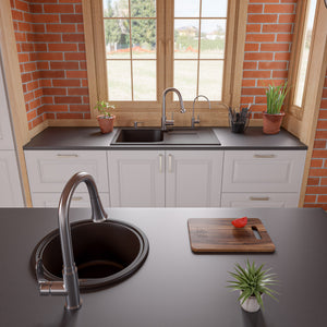 ALFI brand AB1717DI 17" Drop-In Round Granite Composite Kitchen Prep Sink Kitchen Sink ALFI brand   