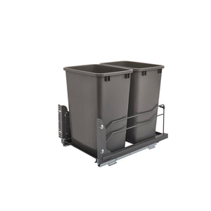 Rev-A-Shelf - Steel Bottom Mount Double Pull Out Waste/Trash Container w/Soft Close - 53WC-1835SCDM-213  Rev-A-Shelf Orion Gray  
