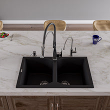 Load image into Gallery viewer, Alfi brand AB3220DI 32&quot; Drop-In Double Bowl Granite Composite Kitchen Sink Kitchen Sink ALFI brand   