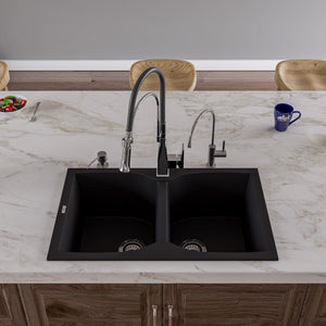 Alfi brand AB3220DI 32" Drop-In Double Bowl Granite Composite Kitchen Sink Kitchen Sink ALFI brand   