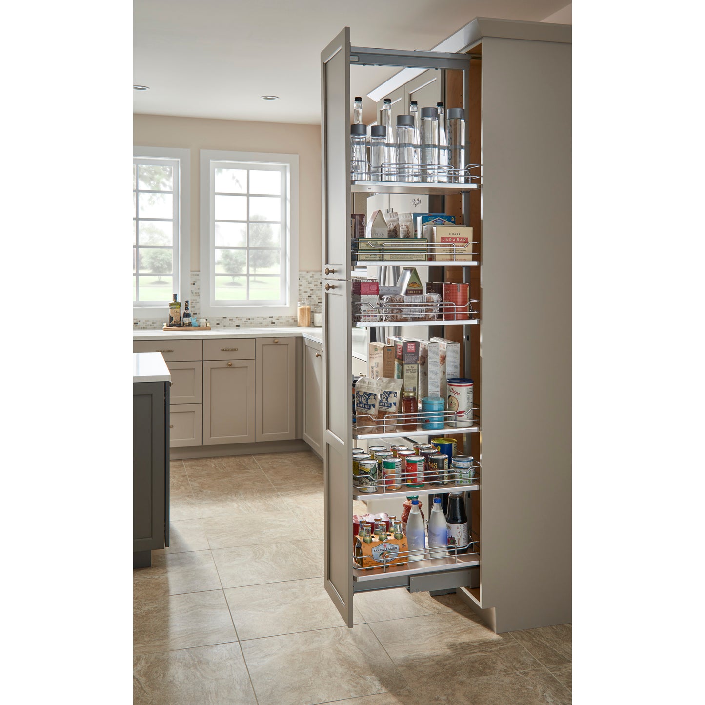 Rev-A-Shelf - Adjustable Solid Surface Pantry System for Tall Pantry Cabinets - 5343-08-GR