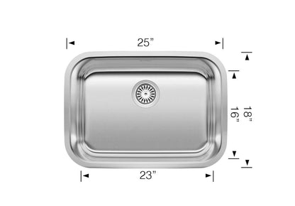 Blanco 25" Stellar Medium Single Bowl Kitchen Sink - bla441025