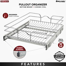 Load image into Gallery viewer, Rev-A-Shelf - Single Tier Bottom Mount Pull Out Steel Wire Organizer - 5WB1-1822CR-1  Rev-A-Shelf   