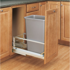 Rev-A-Shelf - Aluminum Pull Out Trash/Waste Container for Full Height Cabinets w/Soft Close - 5349-1550DM-117  Rev-A-Shelf   
