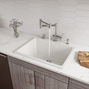 Alfi Brand 24" x 18" Fireclay Dual Undermount / Drop In Kitchen Sink Kitchen Sink ALFI brand White  