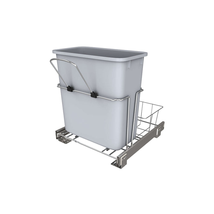 Rev-A-Shelf - Undersink Chrome Steel Pull Out Waste/Trash Container w/Rear Basket Storage - RUKD-1420RB-1  Rev-A-Shelf 20 qt. (5 gal)  