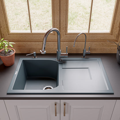 Alfi brand AB1620DI 34" Single Bowl Granite Composite Kitchen Sink with Drainboard Kitchen Sink ALFI brand   