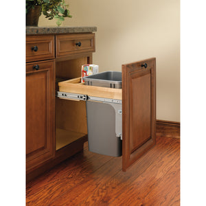 Rev-A-Shelf - Wood Top Mount Pull Out Single Trash/Waste Container with Reduced Depth - 4WCTM-1816DM-1  Rev-A-Shelf   
