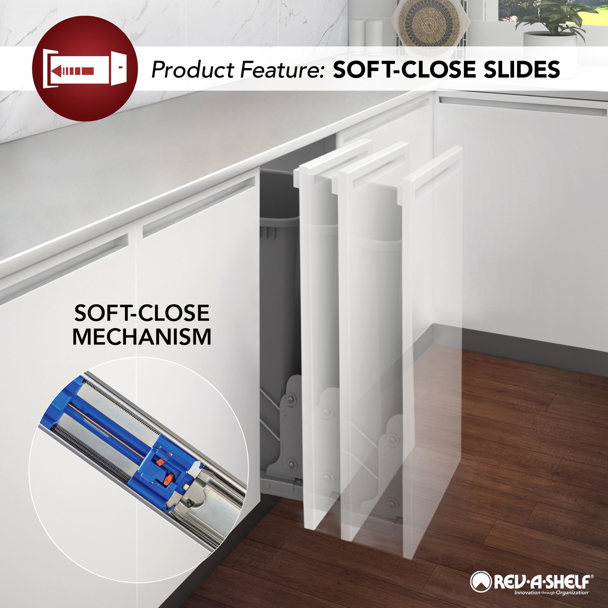 Rev-A-Shelf - Steel 2-Tier Pull Out Solid Bottom Organizer for Blind Corner Cabinets w/Soft Close - 53PSP-15SC-MP  Rev-A-Shelf   