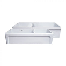 Load image into Gallery viewer, Whitehaus Farmhaus Fireclay Large Reversible Sink and Small Bowl Kitchen Sinks Whitehaus White  