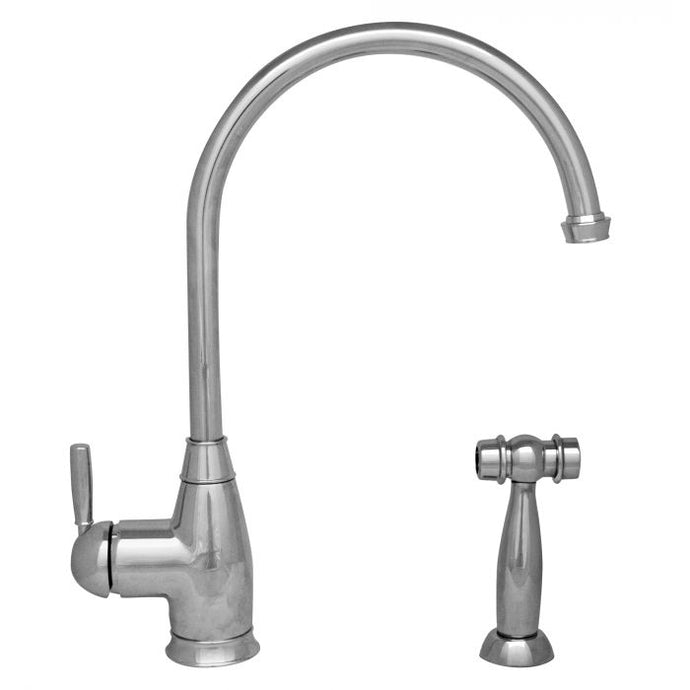 Whitehaus WHQN-34682 Gooseneck Kitchen Faucet with Solid Brass Side Spray Faucets Whitehaus   