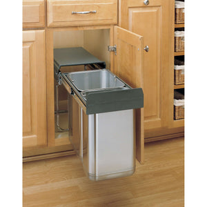 Rev-A-Shelf - Stainless Steel Undersink Double Waste Container - 8-785-30-2SS  Rev-A-Shelf   