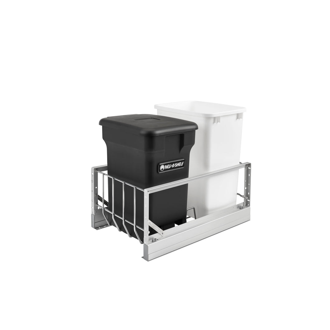 Rev-A-Shelf - Aluminum Pull Out Trash/Waste and Compost Container w/Soft Close - 5349-18CKBK-2  Rev-A-Shelf Black 14.75 inches 