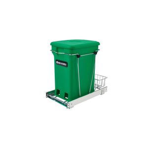 Rev-A-Shelf - Chrome Steel Pull Out Compost Container w/Rear Basket Storage - RV-12KD-CKGR-S  Rev-A-Shelf Green  