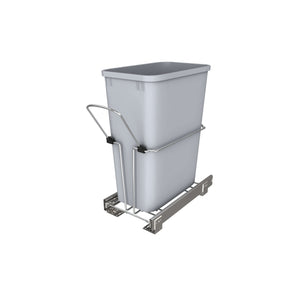 Rev-A-Shelf - Undersink Chrome Steel Pull Out Waste/Trash Container w/Rear Basket Storage - RUKD-1432RB-1  Rev-A-Shelf   