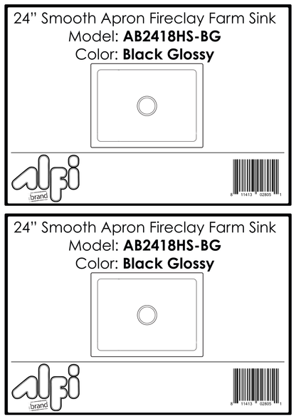 Alfi brand AB2418HS 24 inch Reversible Smooth / Fluted Single Bowl Fireclay Farm Sink