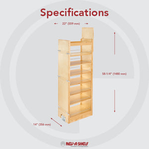 Rev-A-Shelf - Wood Tall Cabinet Pull Out Pantry Organizer w/Soft Close - 448-TP58-14-1  Rev-A-Shelf   